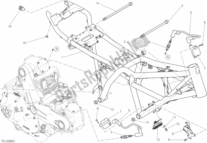 Tutte le parti per il Telaio del Ducati Scrambler Icon Thailand USA 803 2015